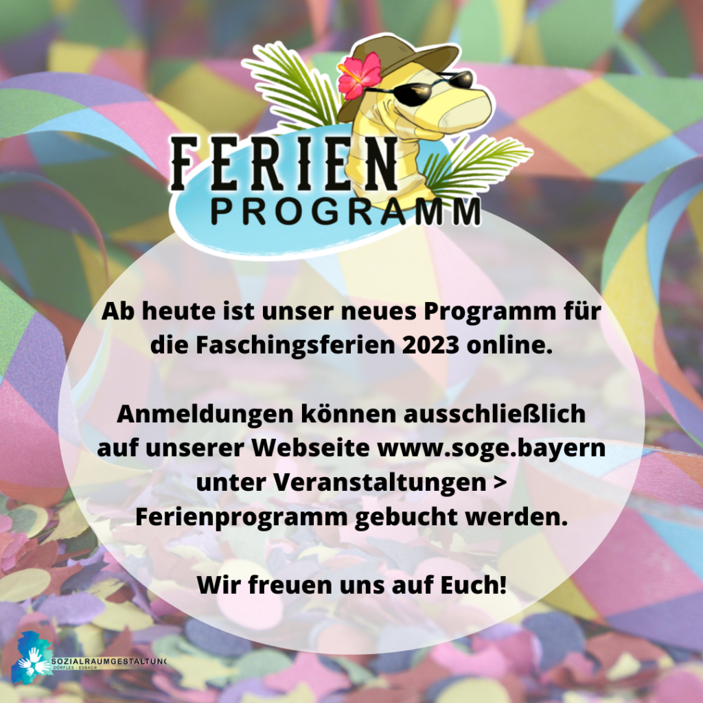 Faschingsferien und vereinfachtes Anmeldeportal Sozialraumgestaltung